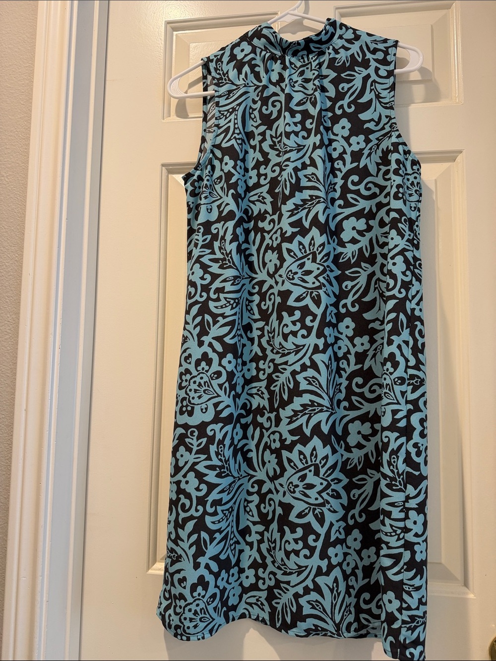 Ann Taylor Black and Teal Floral Mini Shift Dress